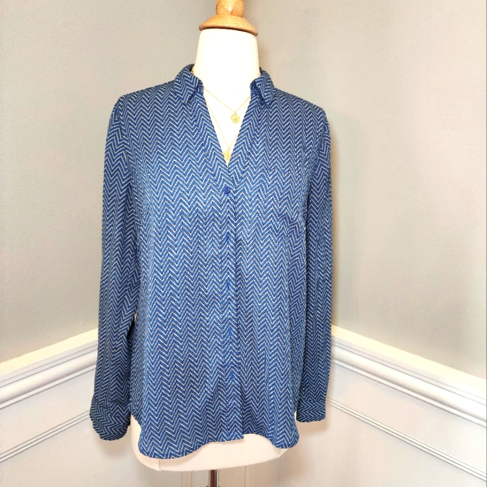 The Limited Ashton Small Shirt Blue, Black, Cream Stripe